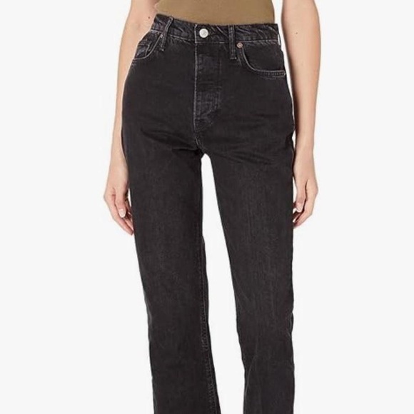 Free People Black Straight Leg Jeans with Button Fly - Picture 8 of 8